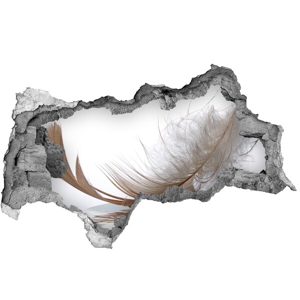 Wandsticker 3D doorkijk Fijne veertjes in het water