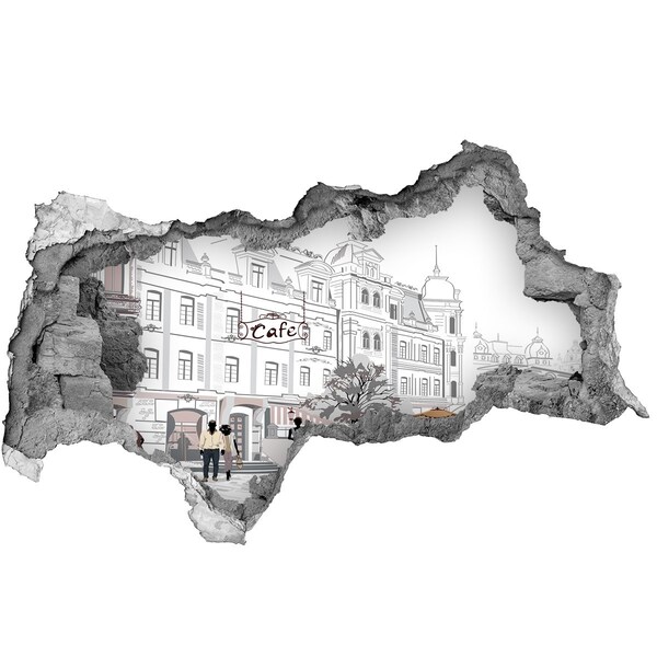 3D muursticker gescheurde muur café in Europese stijl