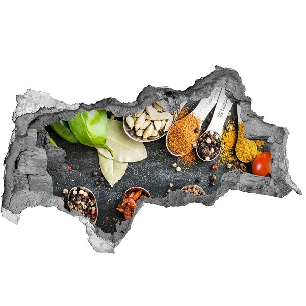 3D sticker gat in stenen muur Keukenkruiden in een verborgen winkeltje.