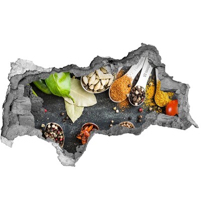 3D sticker gat in stenen muur Keukenkruiden in een verborgen winkeltje.