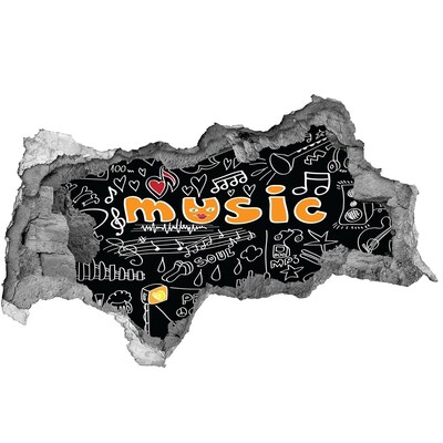 3D muursticker gescheurde muur De muzikale wereld achter de muur