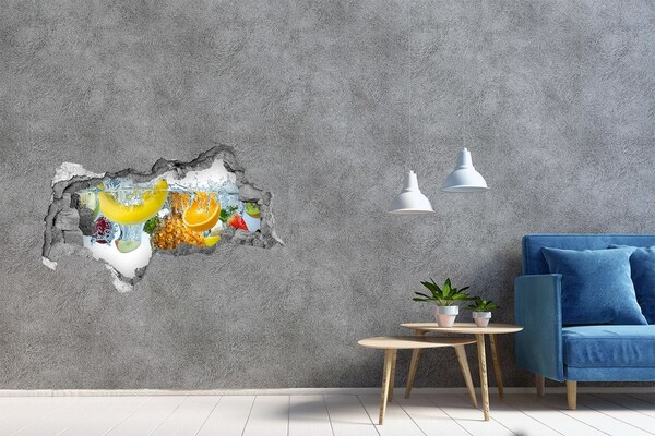 Zelfklevende 3D wandsticker illusie Fruitwaterval van beton