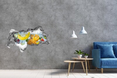 Zelfklevende 3D wandsticker illusie Fruitwaterval van beton