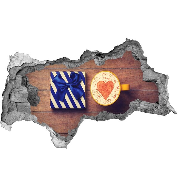 Wandsticker 3D doorkijk Koffiecadeau met een hart