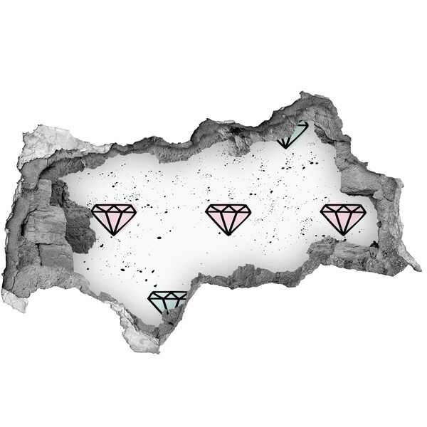 Zelfklevende 3D wandsticker illusie Diamanten muur