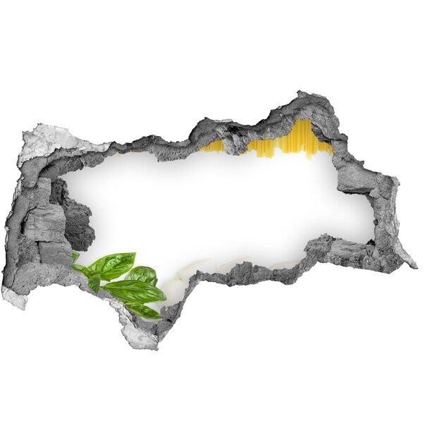 3D muursticker gescheurde muur Een Italiaans feestmaal in een klein, onopvallend restaurantje.