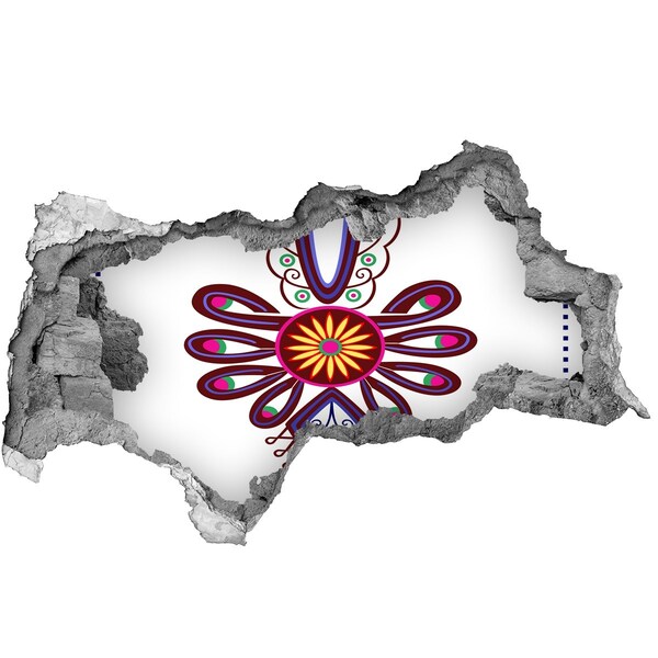 3D sticker gat in stenen muur Kleurrijk etnisch patroon