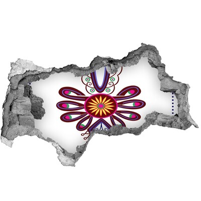 3D sticker gat in stenen muur Kleurrijk etnisch patroon