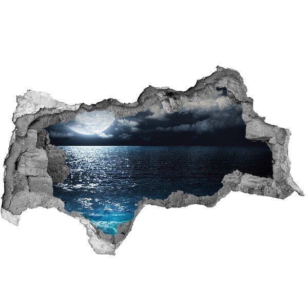 Zelfklevende 3D wandsticker illusie Nachtzicht op de zee