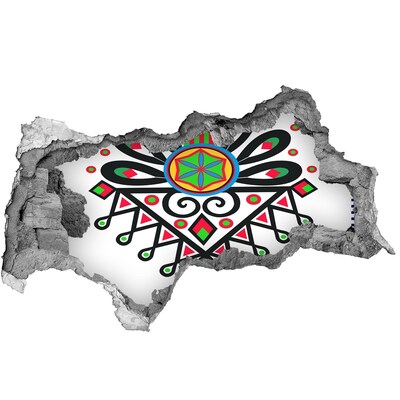 3D muursticker gescheurde muur Kleurrijk volkspatroon