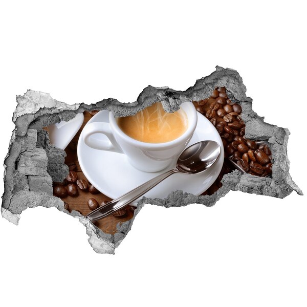 Zelfklevende 3D wandsticker illusie Koffie in industriële stijl