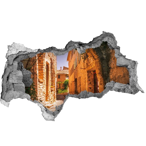 Wandsticker 3D doorkijk De charme van een middeleeuwse straat