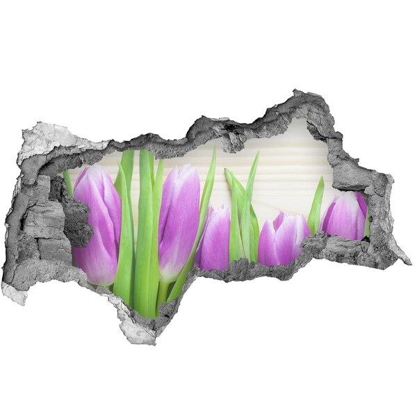 Wandsticker 3D doorkijk Bloemen in een gat in de muur
