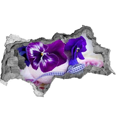 Wandsticker 3D doorkijk Bloemenversiering met een hart