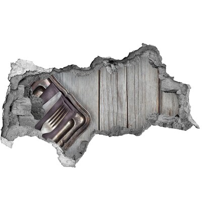 Zelfklevende 3D wandsticker illusie Een charmante eetkamer in rustieke stijl.