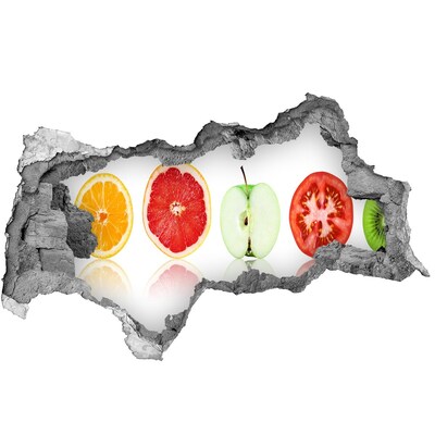 3D muursticker gescheurde muur Fruitillusie in beton