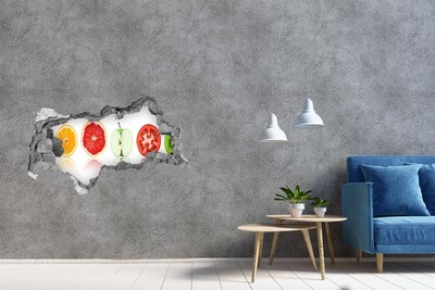 3D muursticker gescheurde muur Fruitillusie in beton
