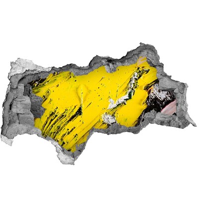 3D sticker gat in stenen muur Gouden gat in het beton