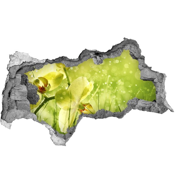 Zelfklevende 3D wandsticker illusie Een bloemenparadijs te midden van het groen.