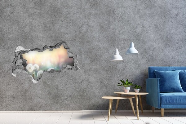 3D muursticker gescheurde muur De bloemenwereld achter het gat