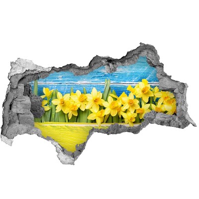 Wandsticker 3D doorkijk Een bloemenparadijs achter de muur.