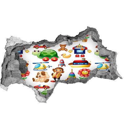 3D muursticker gescheurde muur Speelgoed in een kleurrijke wereld