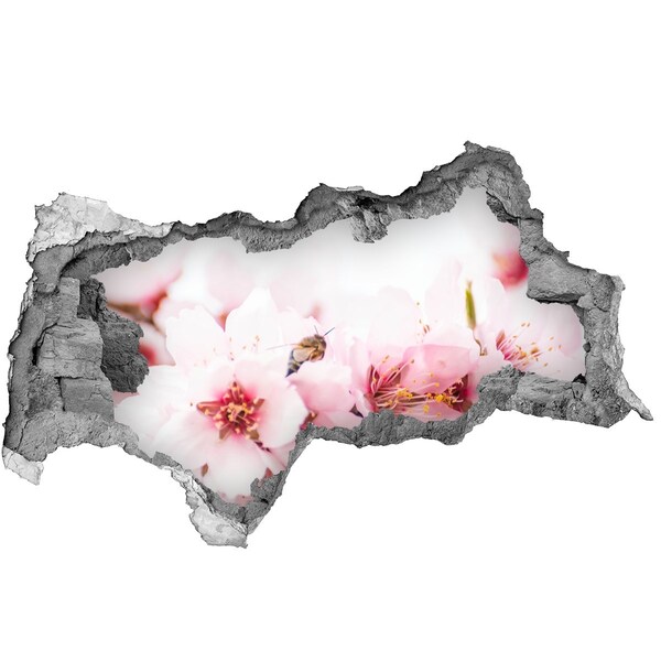 Zelfklevende 3D wandsticker illusie Kersenbloesems met een bij