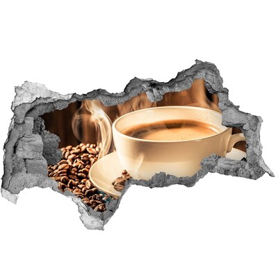 3D sticker gat in stenen muur Koffie in een stenen gat