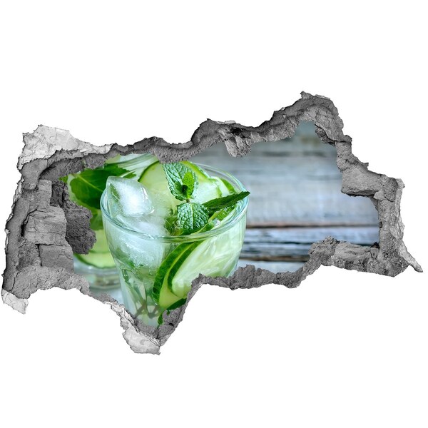 Wandsticker 3D doorkijk Een verfrissende cocktail met munt.