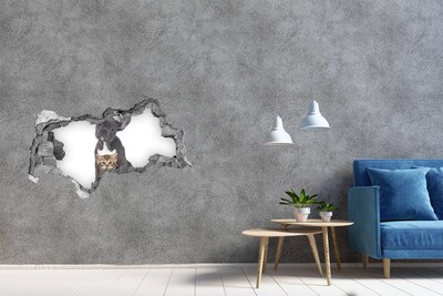 3D muursticker gescheurde muur Schattige dieren achter de muur
