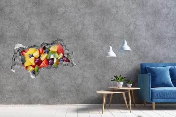 3D sticker gat in stenen muur Fruitparadijs in beton