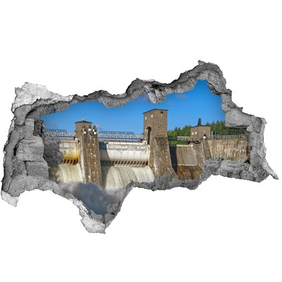 Wandsticker 3D doorkijk Waterval achter de ingestorte muur
