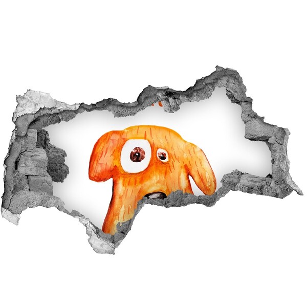 3D muursticker gescheurde muur Hond in een gat in de muur