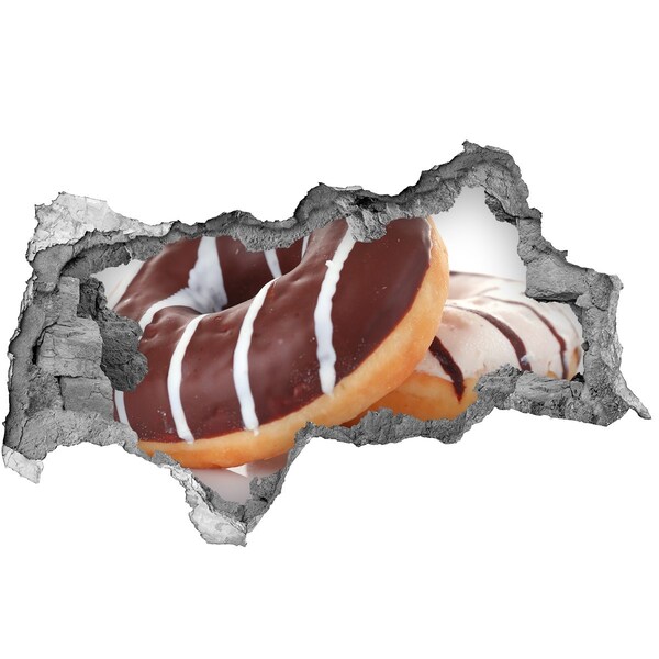 3D sticker gat in stenen muur Chocoladedonuts bij Hole in the Wall