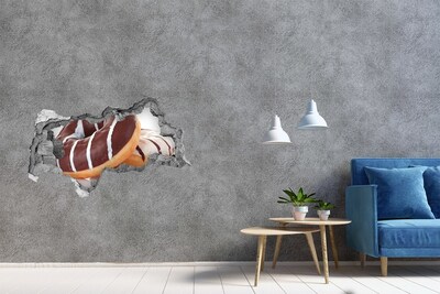 3D sticker gat in stenen muur Chocoladedonuts bij Hole in the Wall