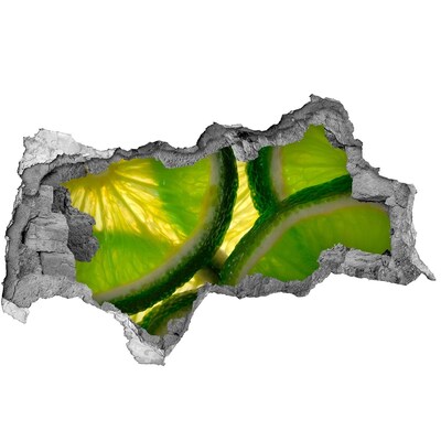 Wandsticker 3D doorkijk Sappige limoenen in een verborgen pareltje