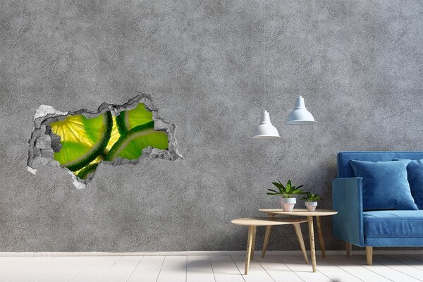 Wandsticker 3D doorkijk Sappige limoenen in een verborgen pareltje