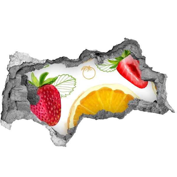 Zelfklevende 3D wandsticker illusie Fruitig paradijsje in een verborgen pareltje