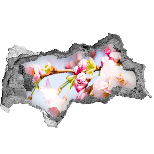 Wandsticker 3D doorkijk Kersenbloesems in de lente