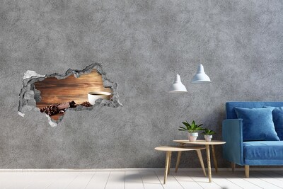 3D muursticker gescheurde muur Koffiehoekje met chocolade