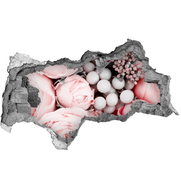 Wandsticker 3D doorkijk Een bloemenparadijs achter de muur.