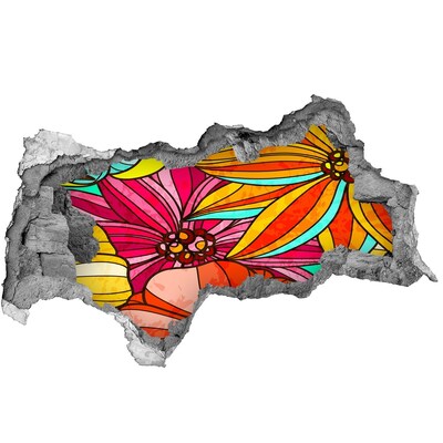 3D sticker gat in stenen muur Een explosie van kleuren in de bloemenpracht