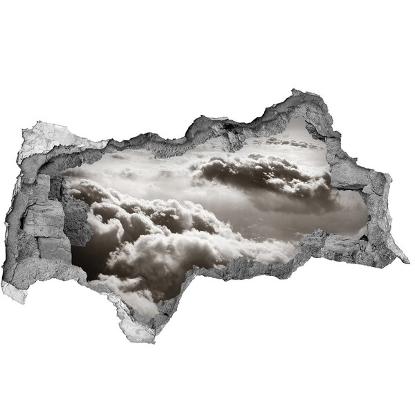 3D muursticker gescheurde muur Uitzicht op de wolken