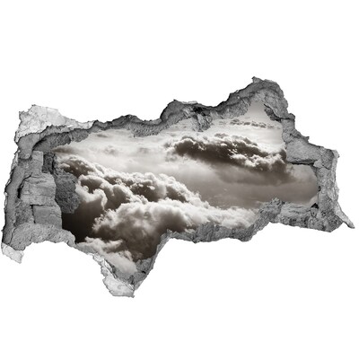 3D muursticker gescheurde muur Uitzicht op de wolken