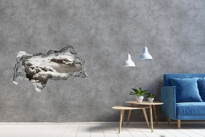 3D muursticker gescheurde muur Uitzicht op de wolken