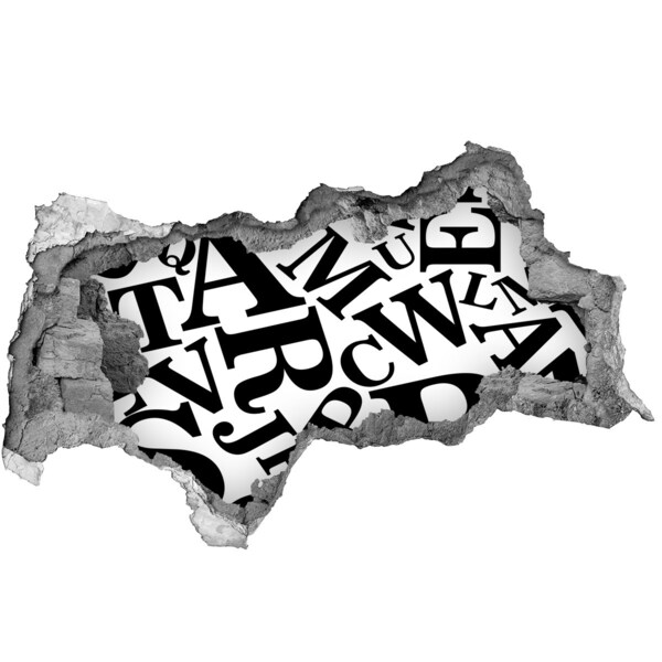 Wandsticker 3D doorkijk Gebroken letters op de muur