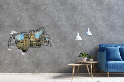 3D sticker gat in stenen muur Tropisch paradijs met een waterval