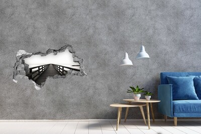 Zelfklevende 3D wandsticker illusie Een bloemenparadijs in beton.