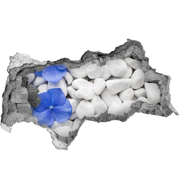 3D sticker gat in stenen muur Gouden diamanten in een gat in de muur