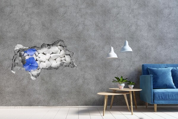 3D sticker gat in stenen muur Gouden diamanten in een gat in de muur